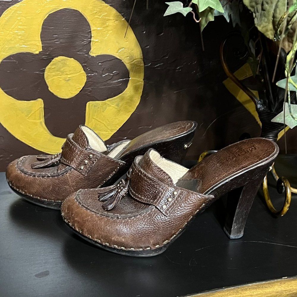 MICHAEL Michael Kors Brown Leather Mules Size 7.5